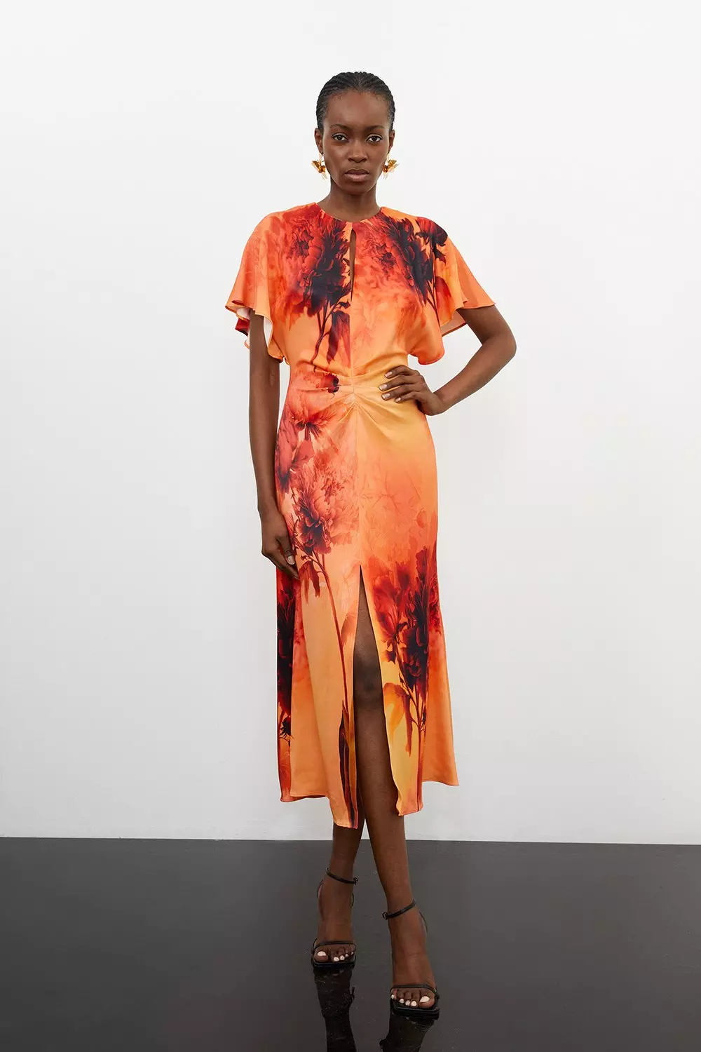 Floral print hotsell satin dress